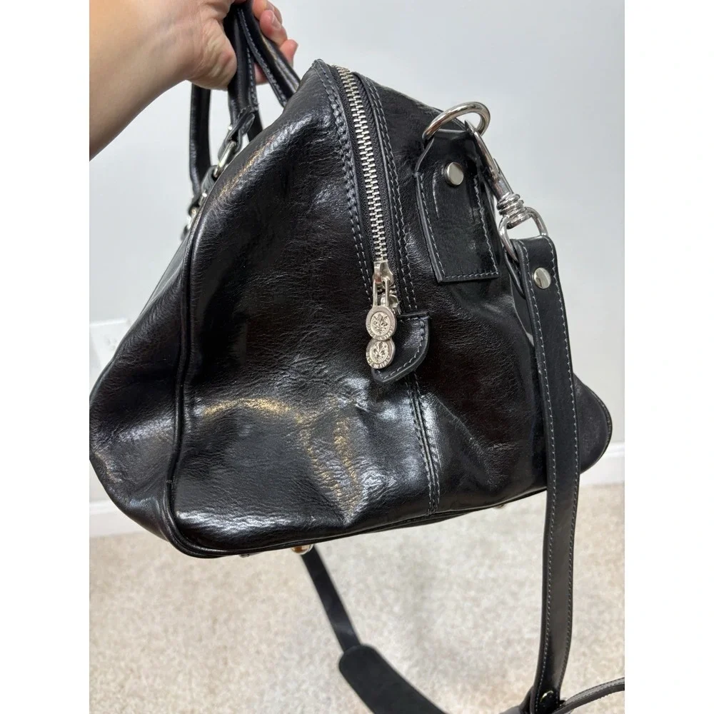 Time Resistance The Ambassadors Small Leather Overnight Bag Duffel Black NWT